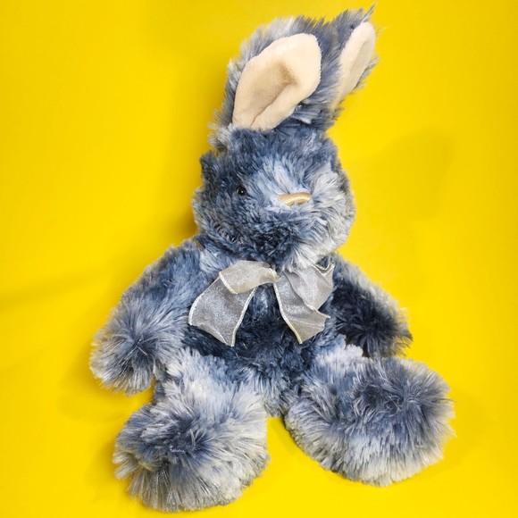 Dan Dee Easter Bunny Rabbit Plush Toy Fluffy Gray Blue  14 in. - Picture 1 of 10